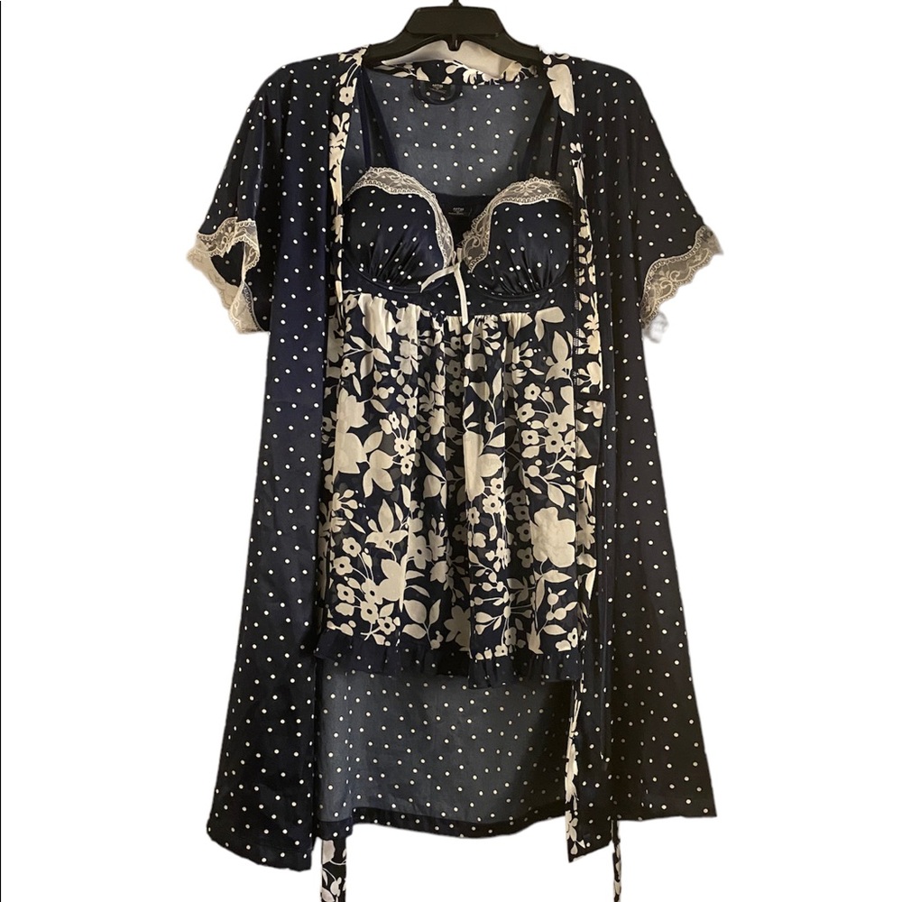 Navy & white teddy with matching robe